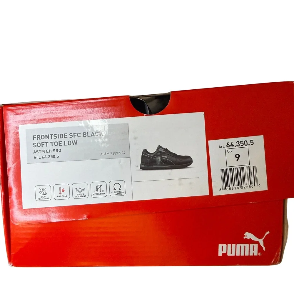 Puma Safety Frontside Black Soft Toe Work Shoes Slip Resistant Size 9 NWT